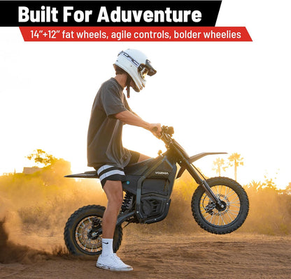IN10 Electric Dirt Bike, 2600W 40MPH Electric-Motorcycle with 48V/23AH Battery Ebike, Full Hydraulic Brakes and Suspensions Mountain Off-Road E Dirt Bike, for Teens & Adults (Shadow Black)